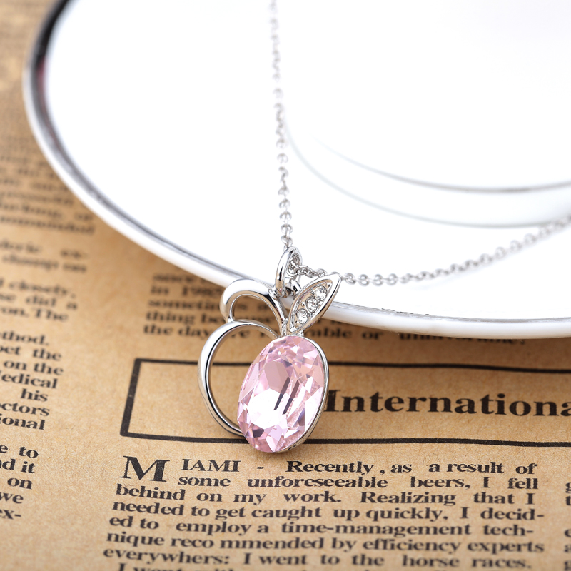 MDEXL00060粉红苹果吊坠项链4Pinkly apple pendant
