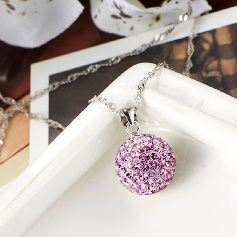 MDEXL00061S925纯银满钻项链3Crystal ball pendant