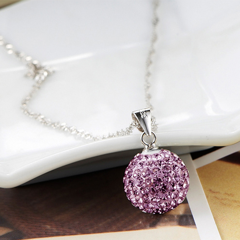 MDEXL00061S925纯银满钻项链4Crystal ball pendant