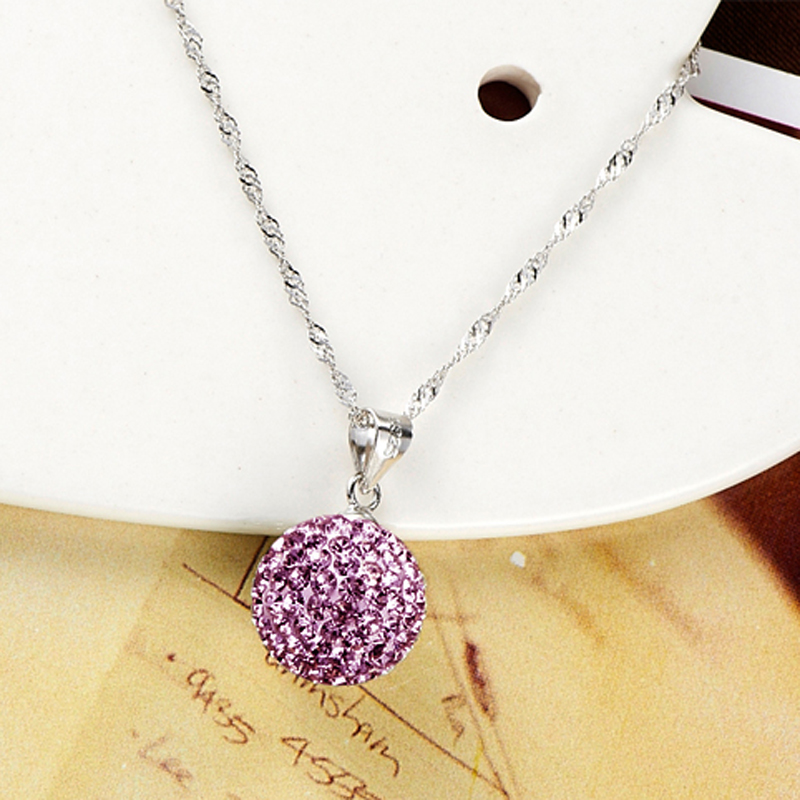 MDEXL00061S925纯银满钻项链5Crystal ball pendant