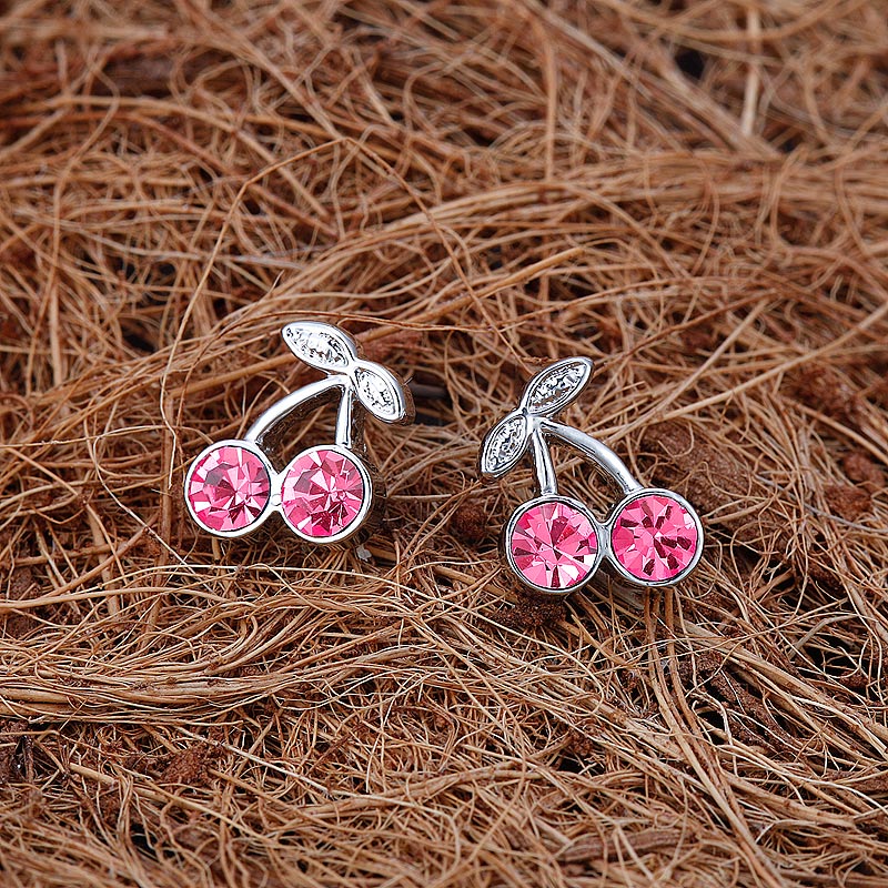 MDEED00024恋恋樱桃枚红色Cherry Earrings